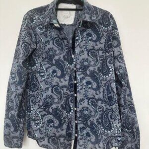 Cino Navy Paisley Button down shirt size M